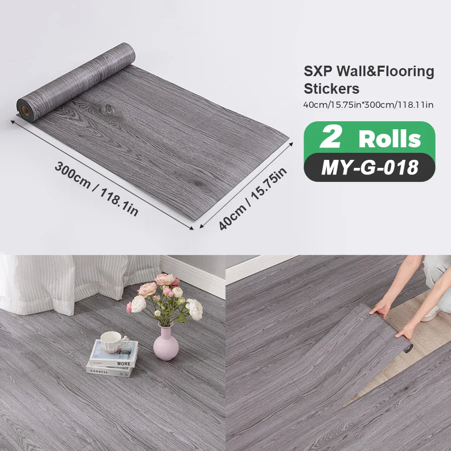 Two Rolls Self Adhesive Wall And Floor Sticker Wood Grain Marble