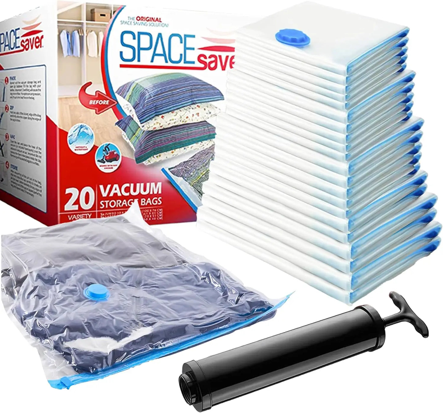 Vacuum Storage Bags Set For Bedding And Clothes With Pump