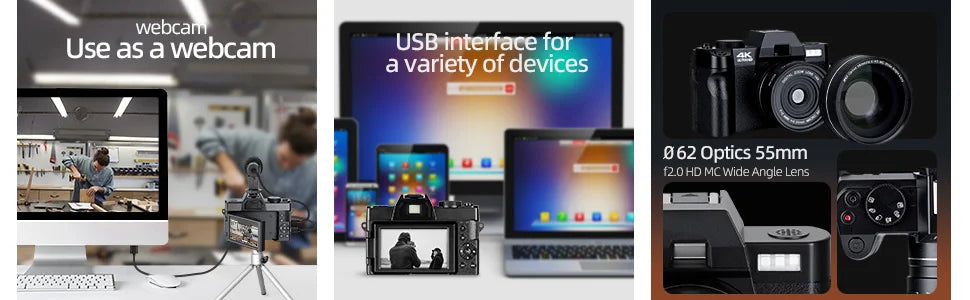 NBD 4K Digital Camera for Photography and Travel Macro Lens