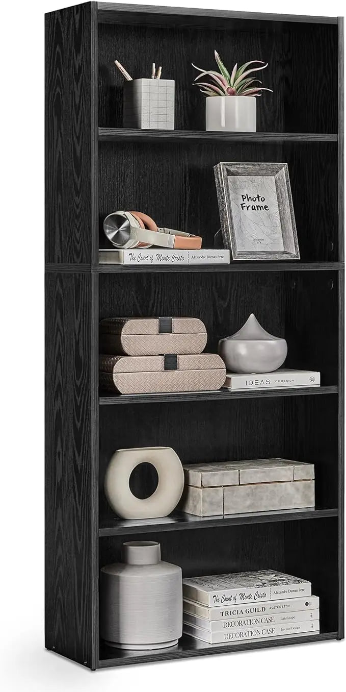 Minimalist 5-Tier Wood Bookcase for Living Room and Home Office
